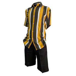 Pronti by Phita Men's Lightweight Stripe Short Sleeve Shirt S6652