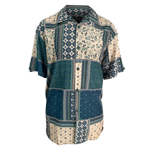Pronti by Phita Men's XL Lightweight Paisley Quilt Pattern Short Sleeve Shirt S6672