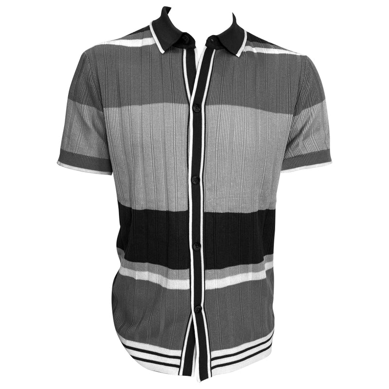 KLOSSETTE - Black Striped Half Buttoned Shirt