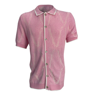 Prestige Men's Textured Knit Tetris Design Short Sleeve Polo CMK-281