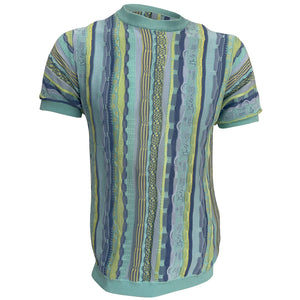 Cigar Couture Men's Short Sleeve Jacquard Knit Stripe Shirt CR-1292