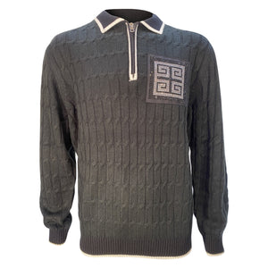 Prestige Men's  Greek Key Rhinestone Detail Fashion Sweater P572