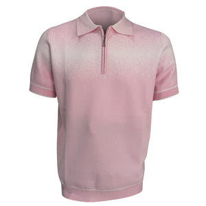 Cigar Couture Men's 1/4 Zip Polo Knit Short Sleeve Shirt PJ-1263 Pastel