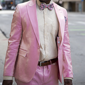 Rossi Man Leo Men's Satin Two Piece Pastel Pink Dress Suit